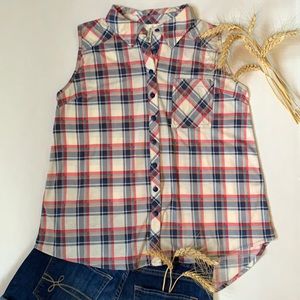 Button Down Collared Tank Top